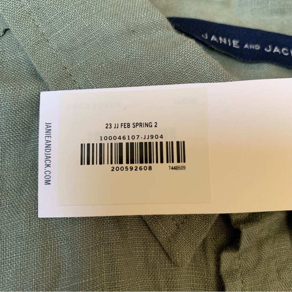 NWT -  Janie and Jack Linen Shirt (Sage) Size 7 - Picture 6 of 7
